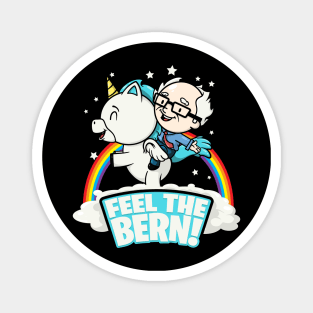 Bernie Sanders Feel The Burn Unicorn Rainbow Cartoon Magnet